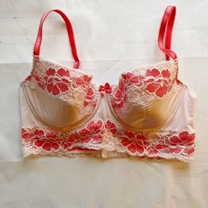 [Adore Me] pink and coral lace long line bra 34D